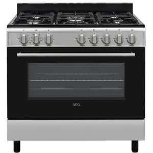 90cm AEG BLK/SS Freestanding Gas Electric Stove